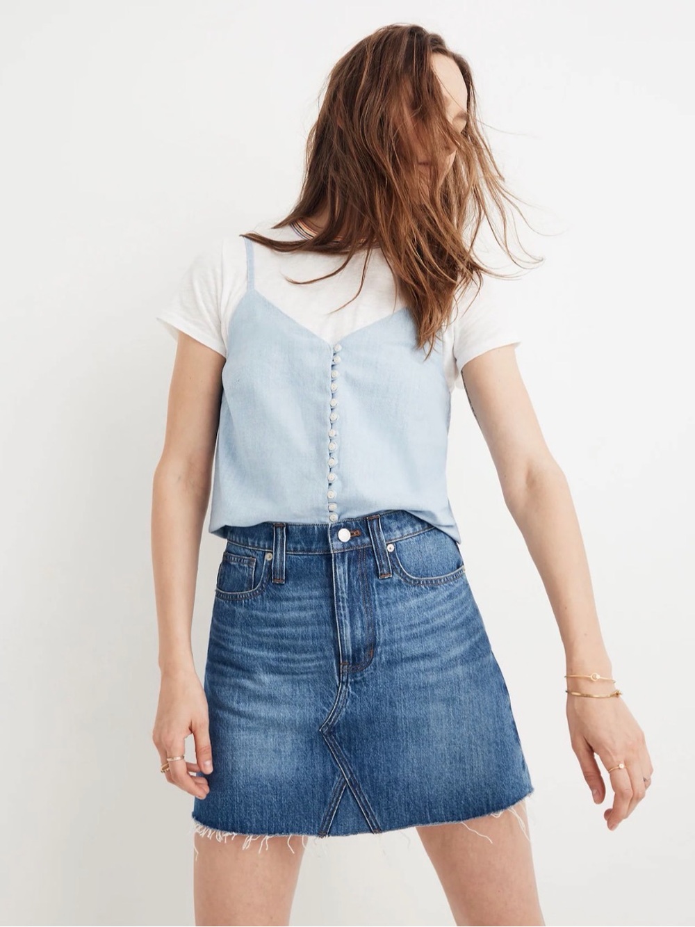 Madewell 90s Y2K Grunge Indie Sleeze Minimal Rigid Raw Hem Denim Mini Skirt 26